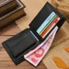 Portafoglio per uomini in pelle genuina Prodotto premium Portacnici della pelle reale per uomo Short Black Credit Card Cancella di ricevuta C borsa H4XE#