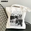 Lana Del Rey Bags de ventilateurs imprimés Sacs d'épaule Bagwomen Shopper Shop Sacs Girls Carto Canvas Fans à main sac à main