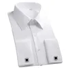 Classic French Cuff Mens Dress Shirt Long Sleeve Male Formal Wedding Party White Black Oversized Cufflink Shirts with Pocket 240326