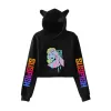 Bailey Sarian Suspish haut court à capuche pour filles Harajuku sweat court Streetwear Hip Hop Kawaii oreilles de chat hauts pullover