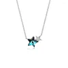 Link Bracelets S925 Sterling Silver Star Necklace Female Small Fresh Austrian Crystal Pentagram Temperament Collarbone Chain