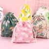 Cott Linen Floral Storage DrawString Bag Kvinnor Finish förvaringspåse Söt makeup Väska Julgåva Candy Jewelry Organizer D6ll#