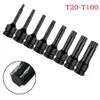 1 stks torx schroevendraaier bits met gat t20-t100 1/2 inch hex schacht elektrische schroeven driver star bit impact drive drive cocket adapter kop