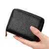 Multi Slot Card Holder Vintage Små plånbok Kvinnor Män Busin Bank Kreditkort Väska Male Coin Pouch Solid läder blixtlås Plånbok a7px#