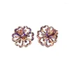 Boucles d'oreilles pendantes pour femmes, bijoux russes purs, couleur or 18 carats, clou tridimensionnel, à la mode, assorti à tout, violet 585