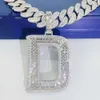 Hiphop Bling D Color Baguette Moissanite Diamonds Sier Big Initial Letter Necklace