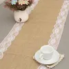 Runner da tavolo per matrimonio in tela di pizzo, decorazione in iuta, shabby chic, rosa, blu, nero, bianco, floreale, 30 x 275 cm