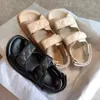 Сандалии женские спортивные кожаные с петлями на крючках повседневная обувь на плоской подошве в римском стиле лето 2024 дизайнерский брендовый дизайн