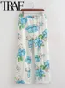 Traf Gal Spring Woman Fashion Floral Printed Pełna długość Pantie wysoka w biurze żeńska garnitur spodnie Y2K spodnie 240321
