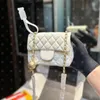 CF Bag Designer Mulheres Mini Flap Bag Moda Padrão de Diamante Bolsa de Ombro de Couro de Alta Qualidade Pequena Bola de Ouro Corrente de Couro Vestindo Han Srab