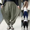 Men's Pants Vintage Men Pleated Cotton Harlan Casual Loose Wide Leg Lantern Trousers 2024 Spring Fashion Oversize Pant Streetwear