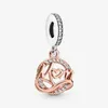 Dwukologowy Mom Dangle Charm Pandoras 925 SBRILLING SRERNI Luksusowy urok zestawu Bransoletka Making 18k Rose Gold Charms Designer Naszyjnik Wisior Oryginalne pudełko hurtowe