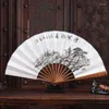 Decorative Figurines Hand-painted Folding Fan Portable Chinese Antiquity Hanfu Summer Hand Cultural Craft Gift Ventilador Home Decoration