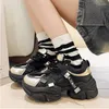 Casual Schuhe Mode Chunky Turnschuhe Für Frauen 2024 Herbst Spitze Up Plattform Sport Frau Goth Dicken Boden High Heels Weibliche