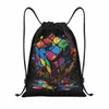 personnalisé drôle mignon mathématiques rubik rubix rubics sac à cordon femmes léger style graffiti enseignants sport gym stockage sac à dos l2zn #