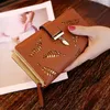 Fi Pu Leather Wallet Purse Women LG Wallet Gold Hollow Leaves Pouch Handbag for Women Coin Purse Card Holders Clutch D2ZU＃