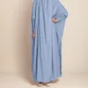 Roupas étnicas Mulheres Muçulmanas Dubai Médio Turquia Grande Balanço Cor Sólida Robe Redondo Pescoço Solto Temperamento Oração Retro Doce