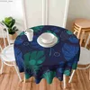 Bordduk Hawaii Tropical Leaves Drabla Rund Summer Table Cover Washable Polyester Bordduk för köksfest Picknickdekor Y240401