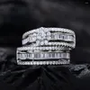 Cluster Ringen PuBang Fijne Sieraden 925 Sterling Zilveren Saffier Wedding Band Set Gemaakt Moissanite Diamant Voor Vrouwen Geschenken