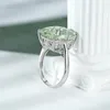 Bagues de cluster Bague d'améthyste verte naturelle pour femmes Femelle S925 Sterling Silver Big Taille 17 S 14mm Élégant Fine Bijoux