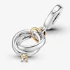 두 톤 결혼 반지가 매달려 Charm Pandoras 925 Sterling Silver Luxury Charm 세트 팔찌 제작 매력 디자이너 목걸이 펜던트 원래 상자 최고 품질