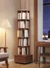 Dekorativa plattor med fast trä roterande bokhylla 360 graders golv till lagringsställ multilager enkelt för hushållsbruk
