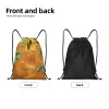 Vincent van Gogh Twee Sonnenfrisur in einem Vase Draw String Rucksack Sports -Fitness -Tasche für Männer FRS Malerei Training Sackpack S7BB#