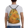 Vincent van Gogh Twee Sonnenfrisur in einem Vase Draw String Rucksack Sports -Fitness -Tasche für Männer FRS Malerei Training Sackpack S7BB#