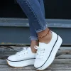 Stövlar 2023 Kvinnor Sneakers Kvinnor Vulcanize Shoes Spring Autumn Breattable Flats Solid Color Shoes Young Woman Casual White Shoes
