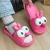 home shoes Cute Cartoon Rabbit Slippers New Womens Summer Big Eye Home Platform Slippers Cute Non-Slip Bathroom Slippers For Women Y240401