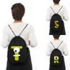 Creative Funny Alphabet Print Drawstring Bag Ladies Storage Bag Dames Fi Shop Bags Boys Girls Backpack Book Bag Q3KP#