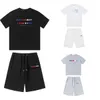 トラップスタートラックスーツメンショートパンツとTシャツセットメンズデザイナー服トラックスーツ高品質刺繍ピュアコットンルーズカジュアルショートセットメンサイズS-XL