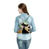 carto Animati Cat Print Kordelzug Tasche Reise Damen Rucksack Hochwertige Schuhtasche für Schule Tragbare Büchertaschen Custom 78sy #