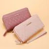 Kvinnor LG Wallet Pu Leather Card Holder Stora kapacitet HASP Zipper Coin Purse Multi Card Organizer Cell Phe Wristlet Handbag D0BW#