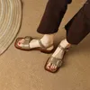Scarpe eleganti RIZABINA Sandali in vera pelle di mucca Block Tacchi medi Donna Roma Open Toe Retro Fibbia Cinturino alla caviglia 2024 Trend