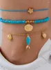 Bracelets de cheville bohème, ensembles de bijoux pour femmes, coquillage, petits poissons, chaîne de pied faite à la main, accessoires de sandales
