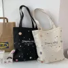 Handväska kvinnor tygväska shoppare designer japansk stil fi stor kapacitet stjärnhimmel canvas axelväska duk tygväska r13u#