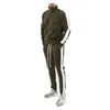 Sudadera con capucha y pantalones largos con cremallera y retazos de rayas laterales de moda Ropa deportiva para hombre Ropa deportiva informal ajustada Ropa deportiva de dos piezas para hombre 240325