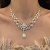 Pendant Necklaces Fashion Design Pearl Necklace Women's Luxury Style French Retro Collarbone Chain Neck Wholesale