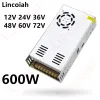 AC 100-240V Switching Power Supply DC 12V 24V 36V 48V 60V 600W 10A 12.5A 13.8A 25A 50A Adapter for LED Light Strip 3D printer