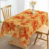 Bordduk Autumn Maple Leaf Thanksgiving Rectangle Tracloth Holiday Party Decorations Waterproof Fabric Table Kök Köksmatsdekor Y240401