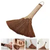 Small Broom Dust Collector Home Wood Handle Duster Mini Cleaning Tools Handmade Brown Silk Office 240329