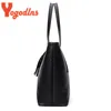 Yogodlns Fi Black Tote Sac pour femmes Pu Leather Sac à épaule de grande capacité Sac Handle Simple Color Color Handbag Shop V0FW #