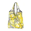 Borse per la spesa Moda motivo geometrico astratto Borsa tote in bianco e nero giallo Borsa a spalla portatile per generi alimentari di arte moderna