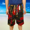 Summer Mens Beach Spodnie swobodne szybkie suszenie szorty krajowe bawełniane Chińskie i lniane drukowanie Dryfcie cienkie duże majtki