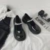 Chaussures de Fitness plates en cuir pour femmes, Style britannique, petit cuir, perles, mot féerique, avec plateforme, Mary Jane, printemps et été, 2024