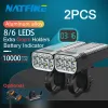 NATFIRE 8-6 LED Bicycle Light USB C Rechargeable Bike Headlight 10000mAh as Power Bank Front and Rear Lights Set Optional