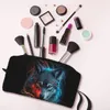 Bolsa de maquiagem animal Wolf para mulheres, organizador de cosméticos de viagem, sacos de higiene pessoal de armazenamento Kawaii L1EE #