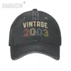 Бейсбольные кепки унисекс для взрослых, ВИНТАЖ 2003, ретро, угольная джинсовая бейсболка, шляпа дальнобойщика, подарок на день рождения для мужчин и женщин, хлопок