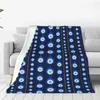 Couvertures Evil Eye Couverture douce et chaude Bleu et Or Camping Throw Hiver Design coloré Flanelle Couvre-lit Canapé-lit Couverture